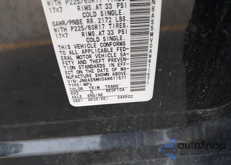 2010 Nissan Rogue Sl из США, поврежденный, VIN JN8AS5MV0AW611571